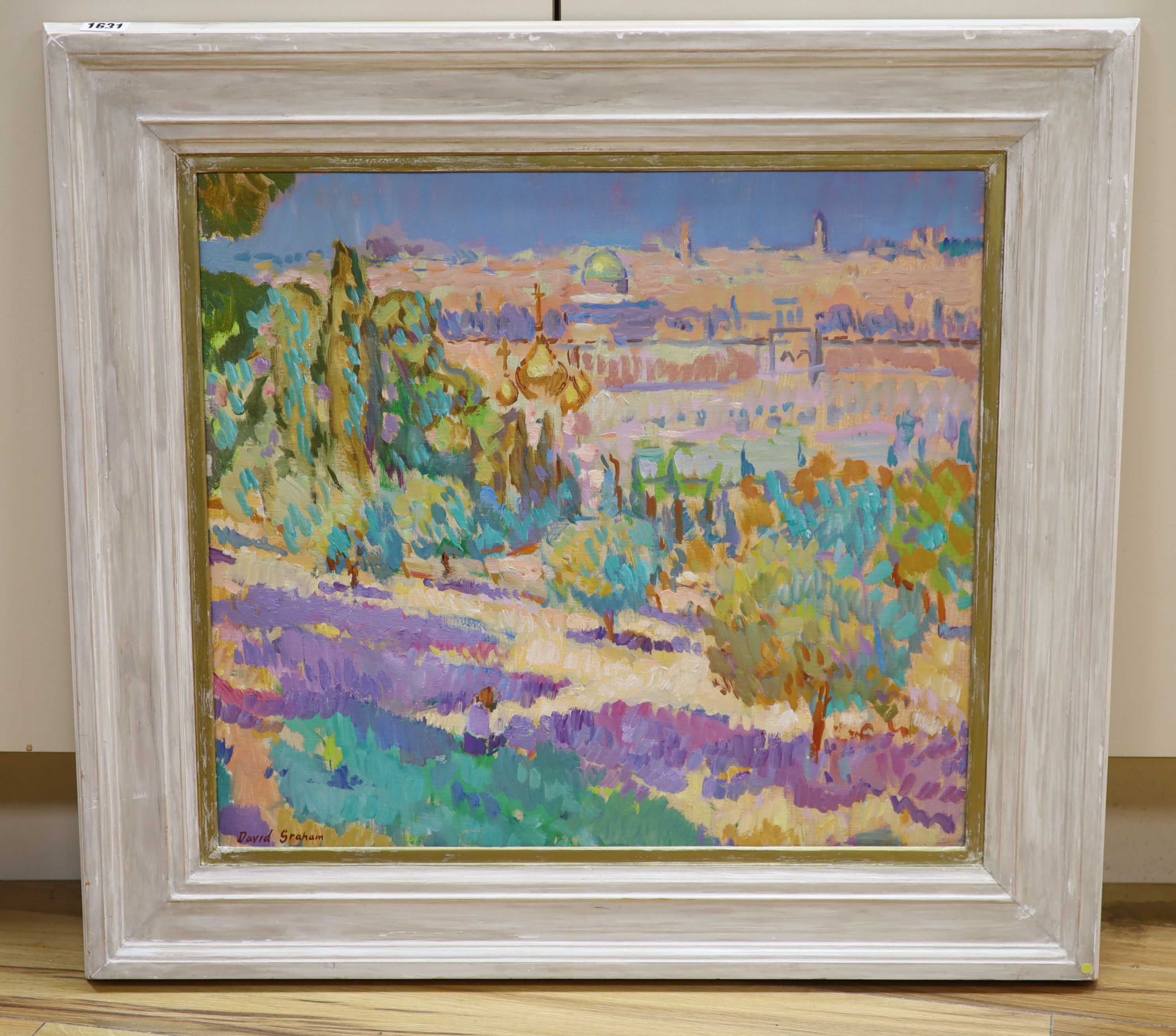 David Graham (1926-), oil on canvas, Overlooking Jerusalem, signed, 48 x 54cm